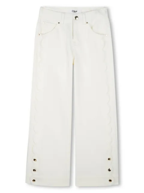 Chloé Kids scallop-edge jeans