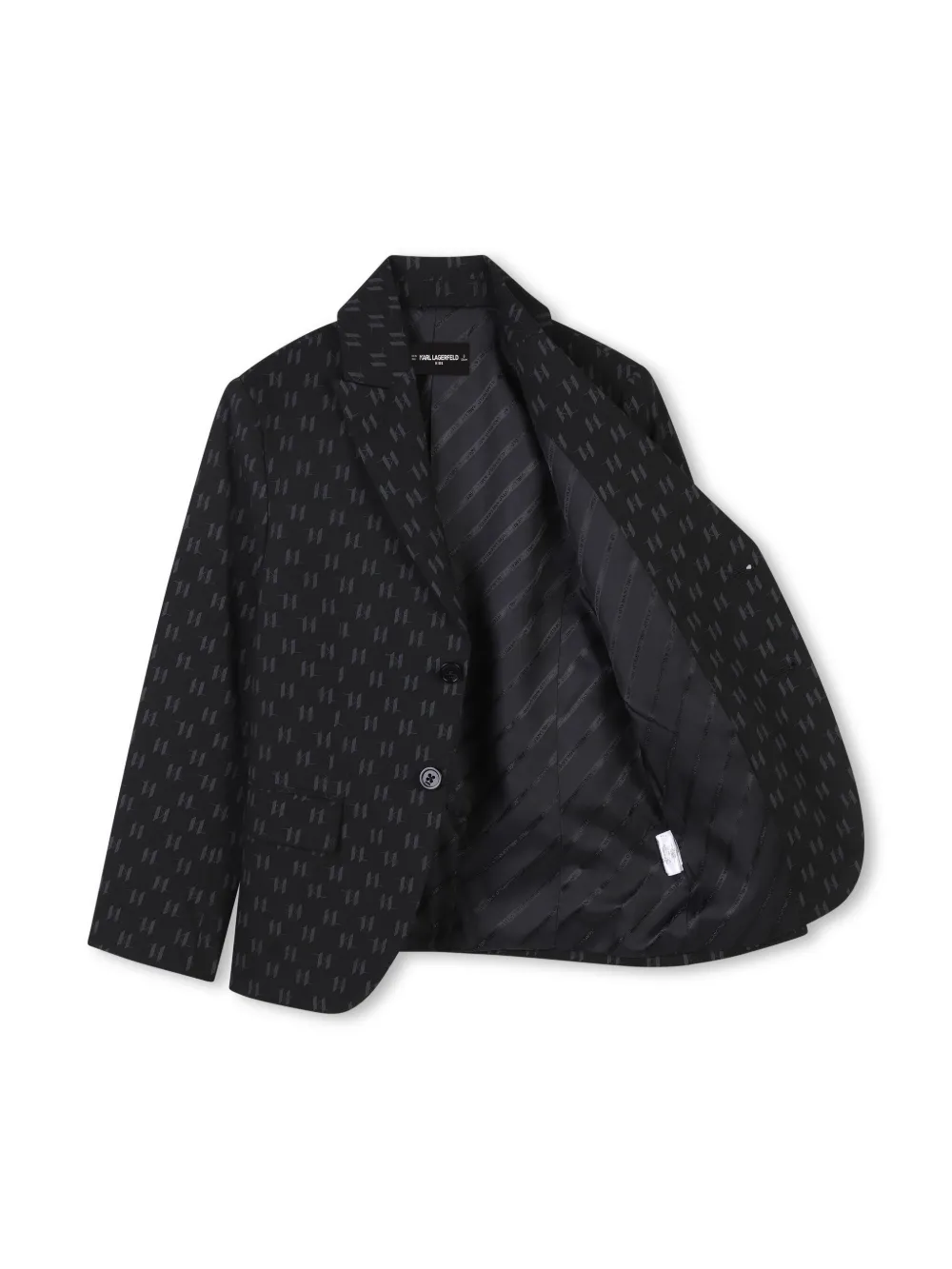 Karl Lagerfeld Kids Blazer met logo jacquard Zwart