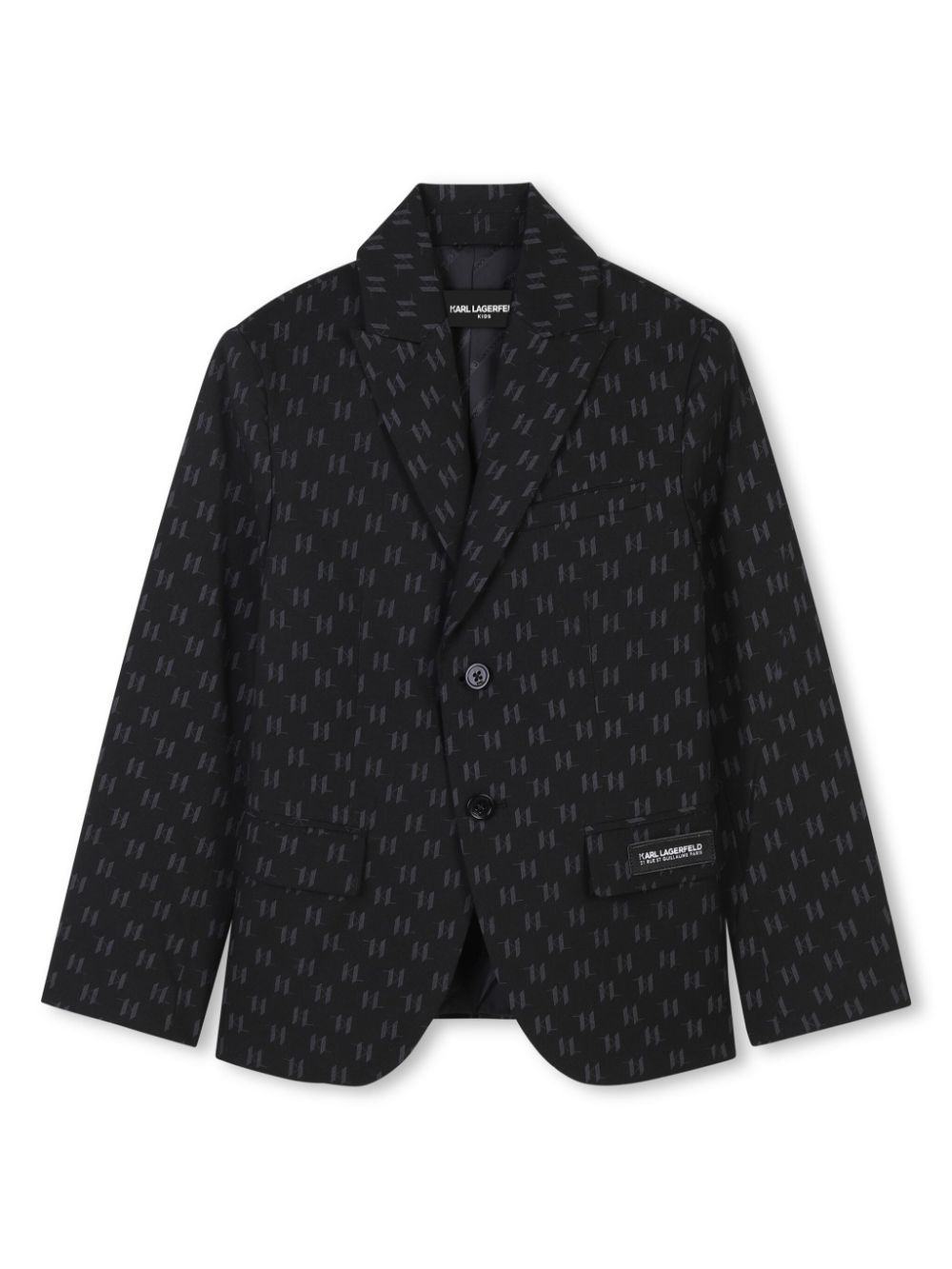 Karl Lagerfeld Kids logo-jacquard blazer - Black