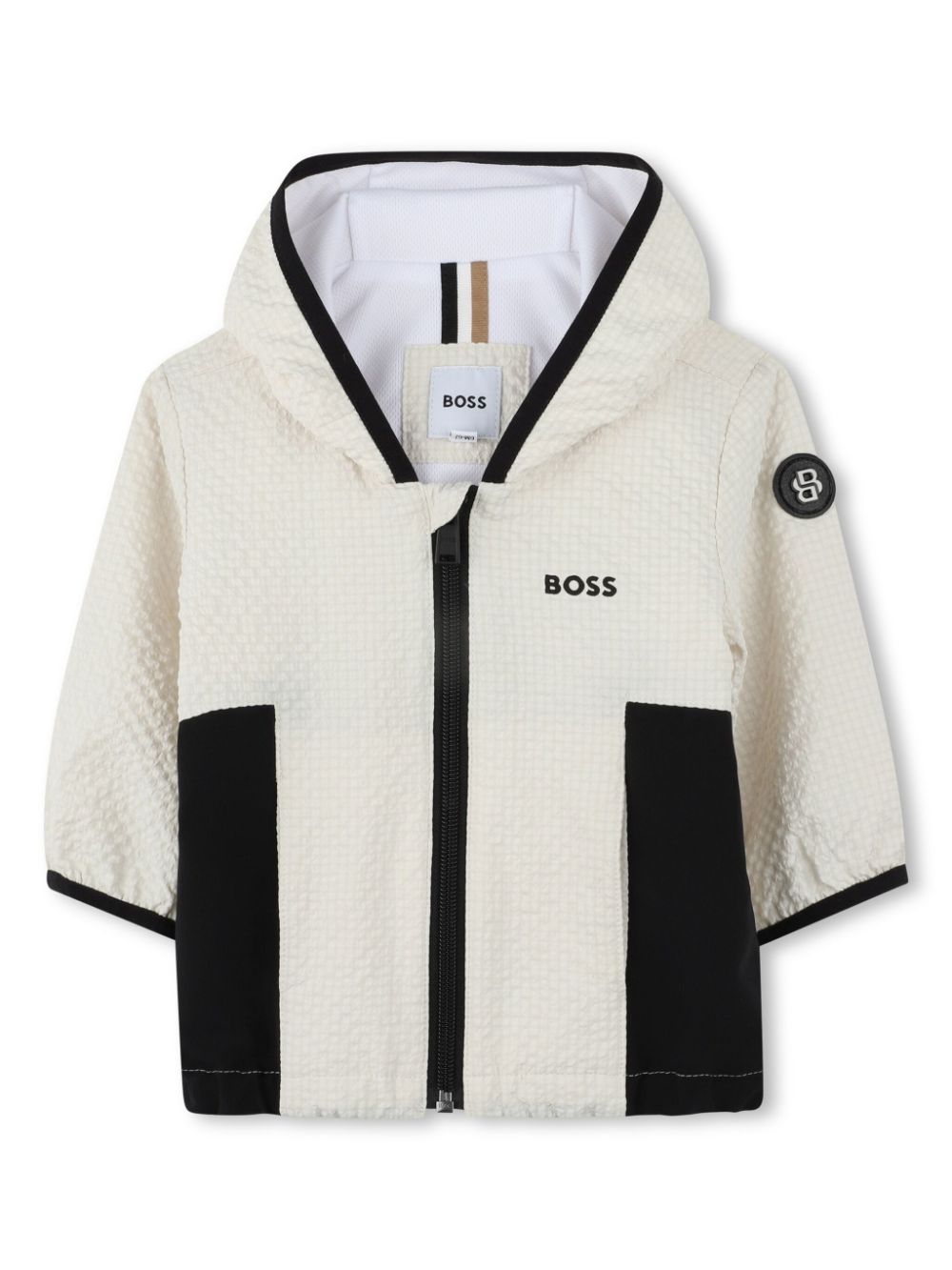 BOSS Kidswear logo-print hooded windbreaker - Neutrals