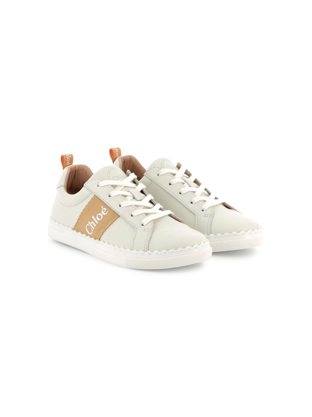 Chloé Kids logo-print sneakers Grey