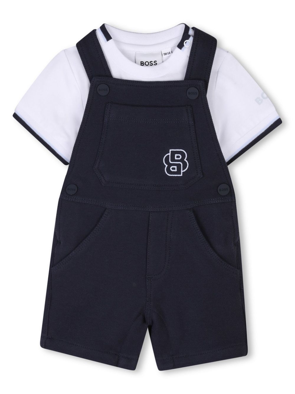 BOSS Kidswear logo-embroidered dungaree set - Blue