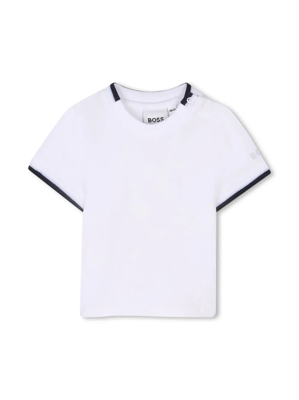 BOSS Kidswear Tuinbroek en T-shirt met geborduurd logo Blauw