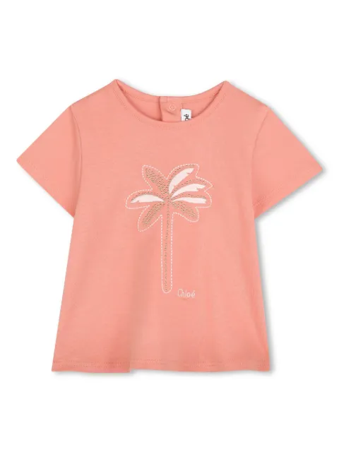 Chloé Kids logo-embroidered cotton T-shirt