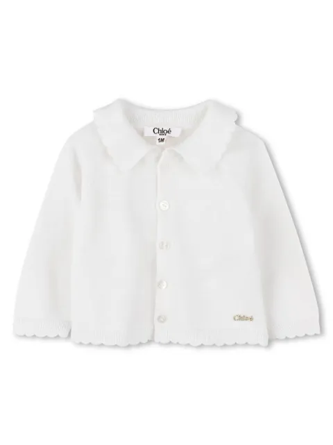 Chloé Kids cárdigan tejido con placa del logo