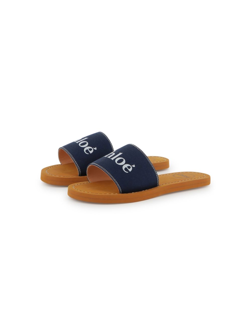 Chloé Kids logo-print flip flops - Blue