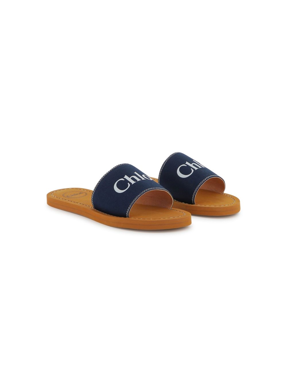 Chloé Kids Teenslippers met logoprint Blauw