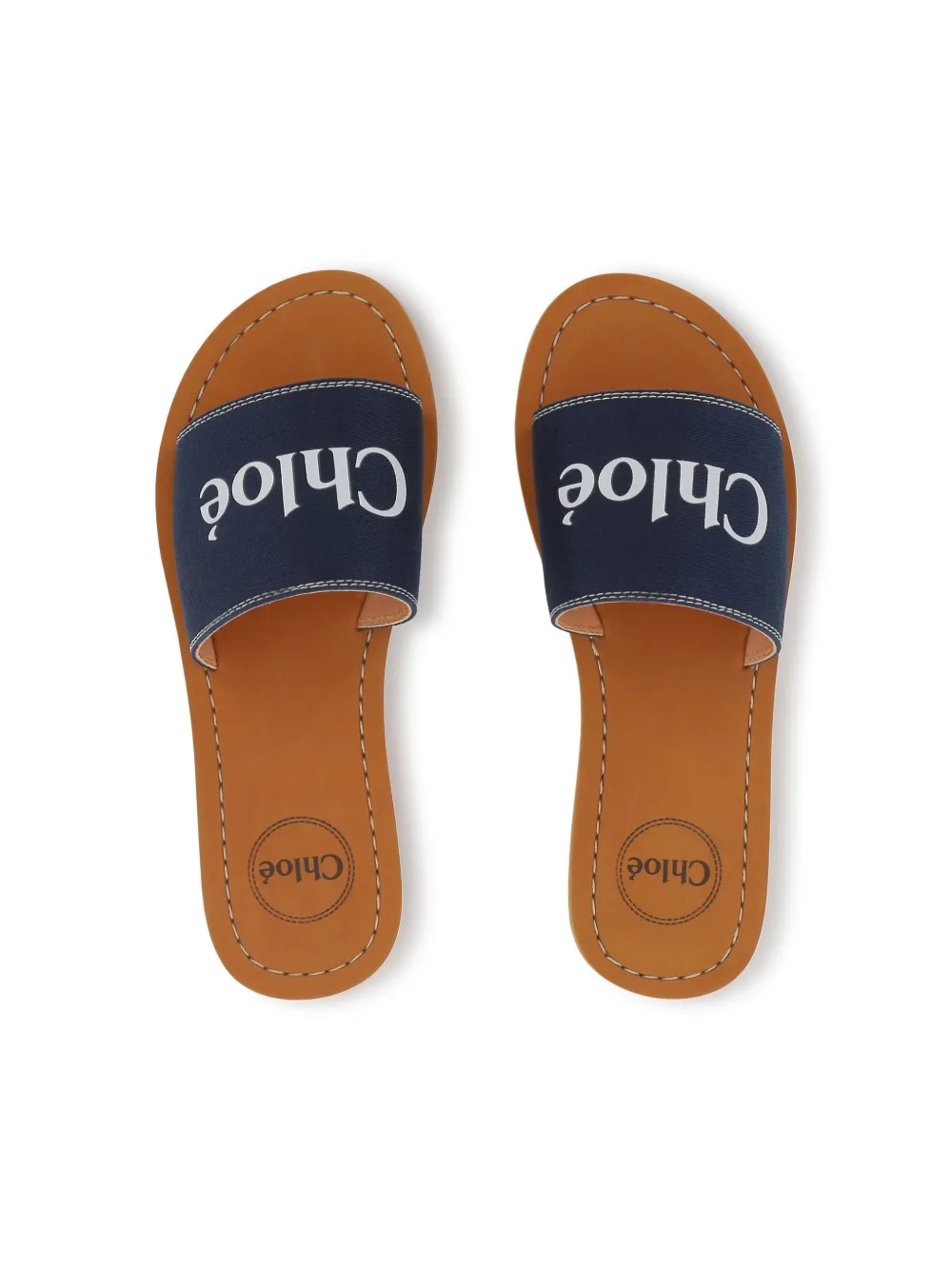 Chloé Kids logo-print flip flops Blue