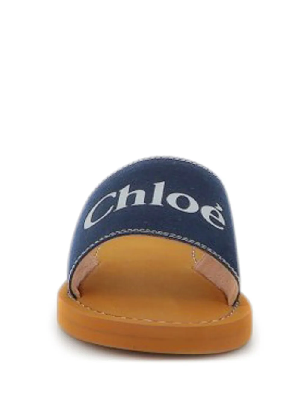 Chloé Kids logo-print flip flops Blue