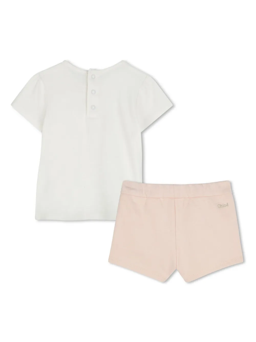 Chloé Kids Katoenen T-shirt en shorts - Wit