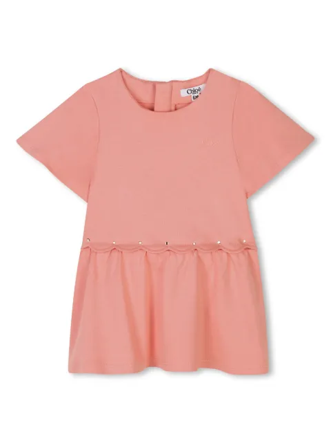 Chloé Kids embroidered logo cotton dress 