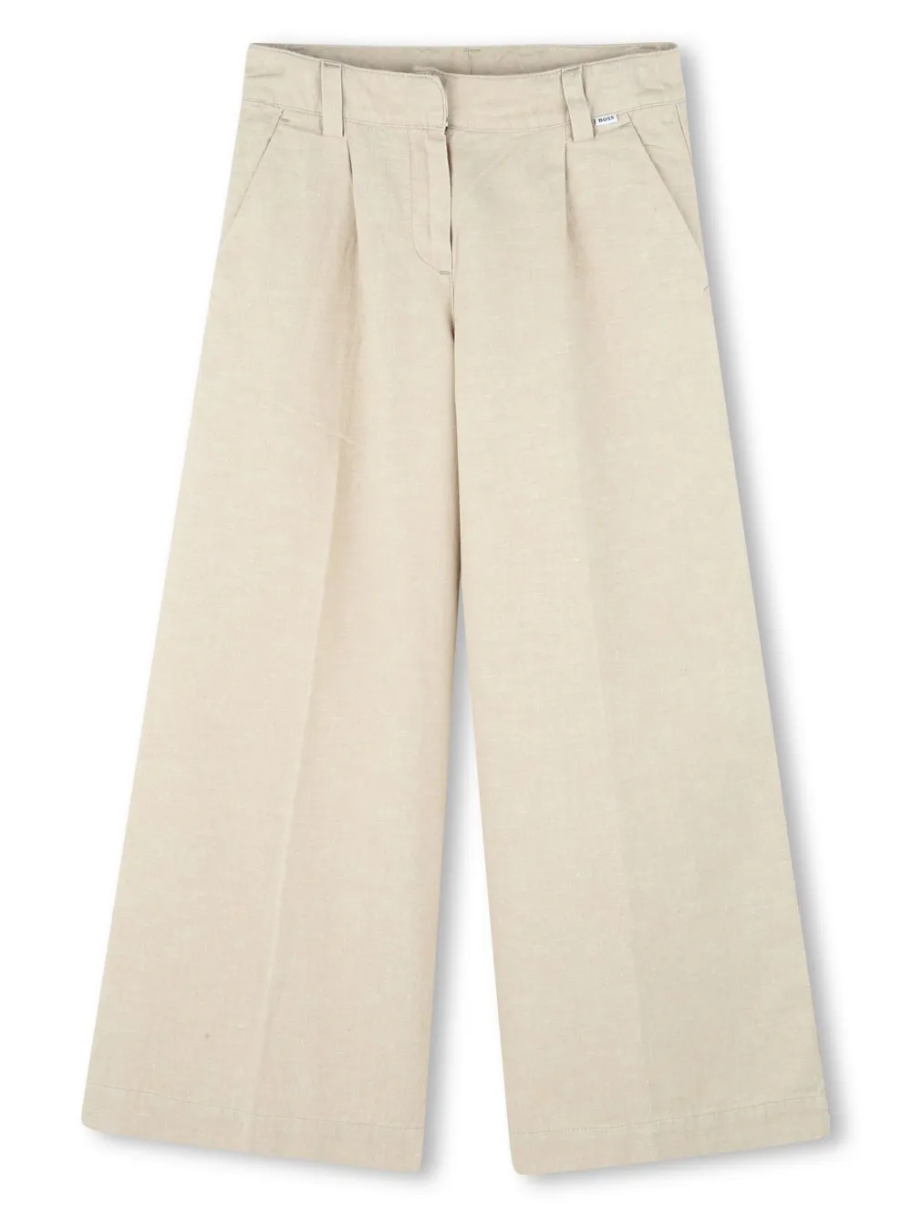 BOSS Kidswear Broek met wijde pijpen Beige