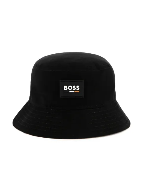 BOSS Kidswear logo-patch cotton bucket hat