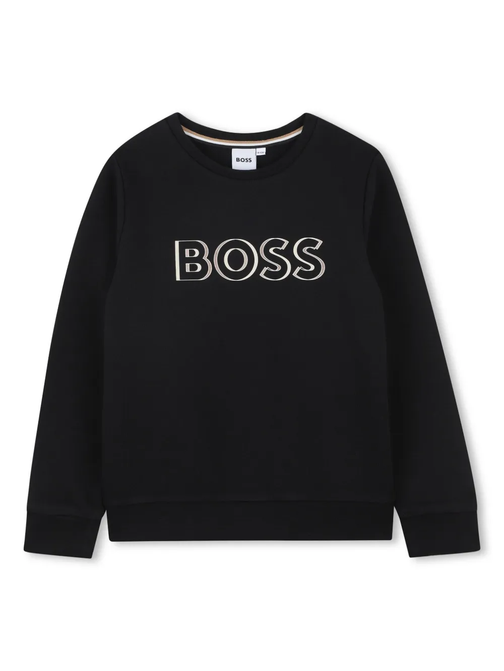 BOSS Kidswear Sweater met logo-reliëf Zwart