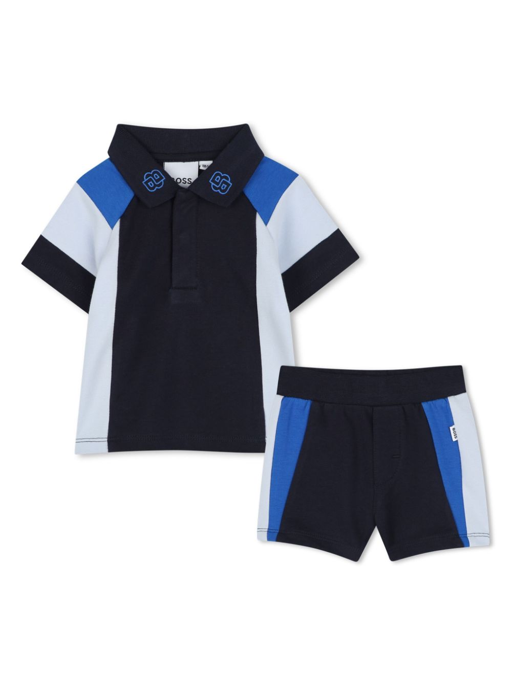 BOSS Kidswear colour-block polo and shorts set - Blue