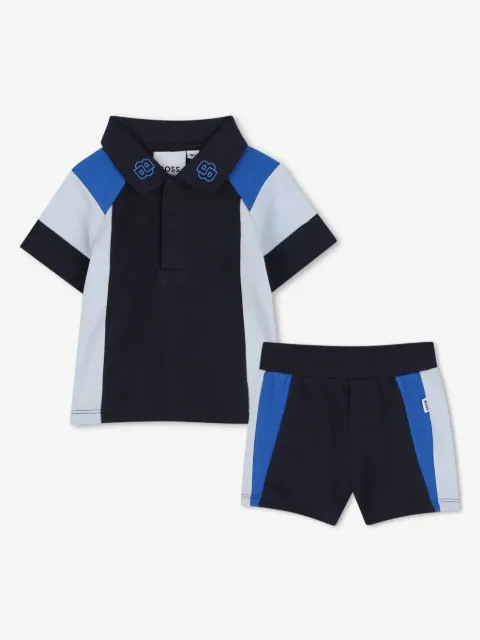 BOSS Kidswear colour-block polo and shorts set