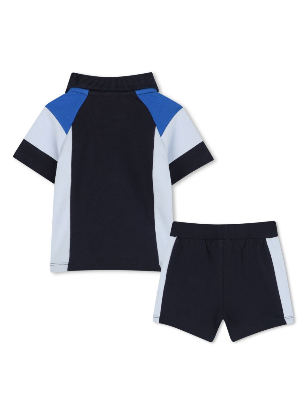 BOSS Kidswear Poloshirt en shorts met colourblocking - Blauw