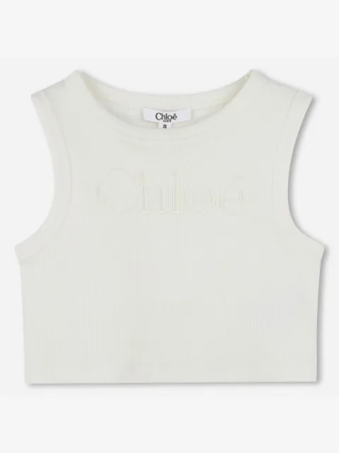 Chloé Kids logo-embroidered top