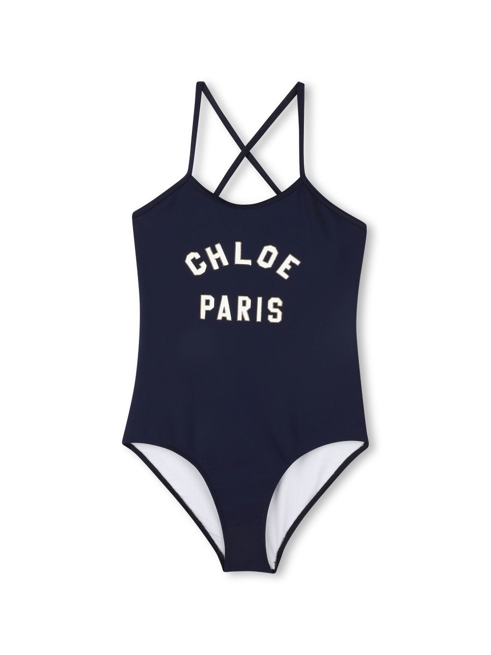 Chloé Kids logo-print swimsuit - Blue