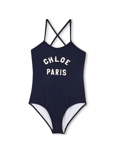 Chloé Kids logo-print swimsuit