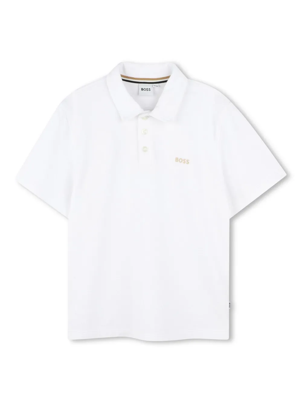 BOSS Kidswear Katoenen poloshirt met geborduurd logo Wit