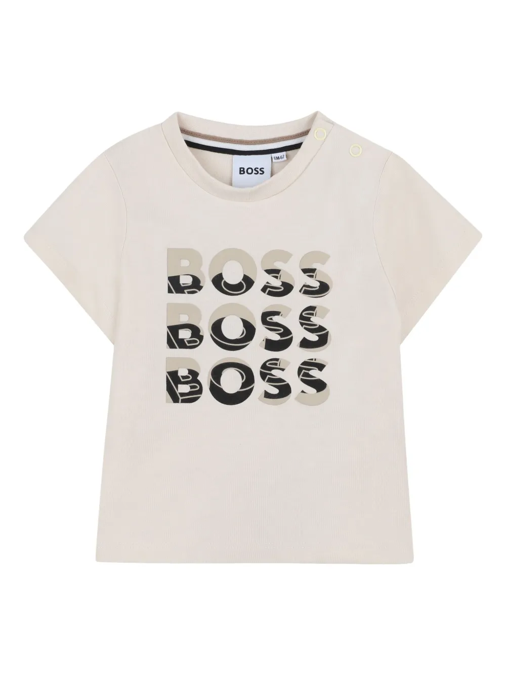 BOSS Kidswear T-shirt met logoprint Beige