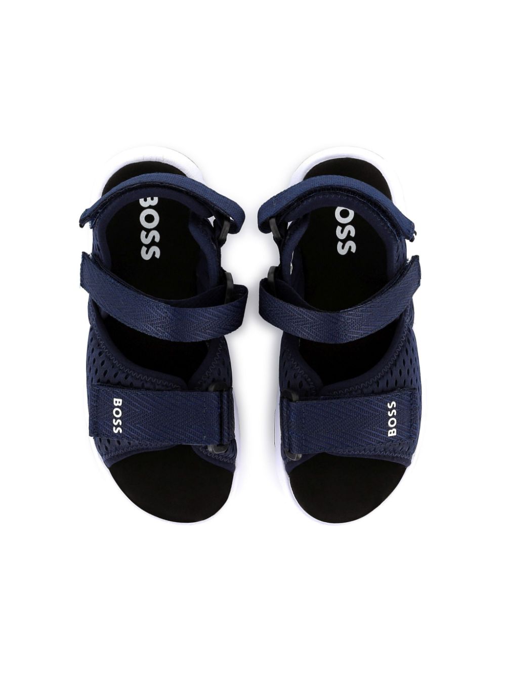 BOSS Kidswear Sandalen met logoprint Blauw