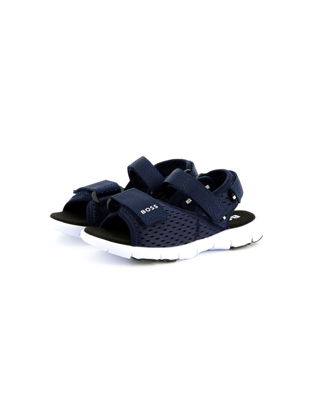 BOSS Kidswear Sandalen met logoprint Blauw