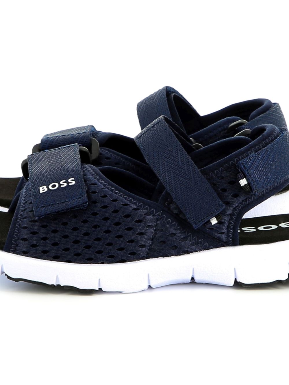 BOSS Kidswear Sandalen met logoprint Blauw