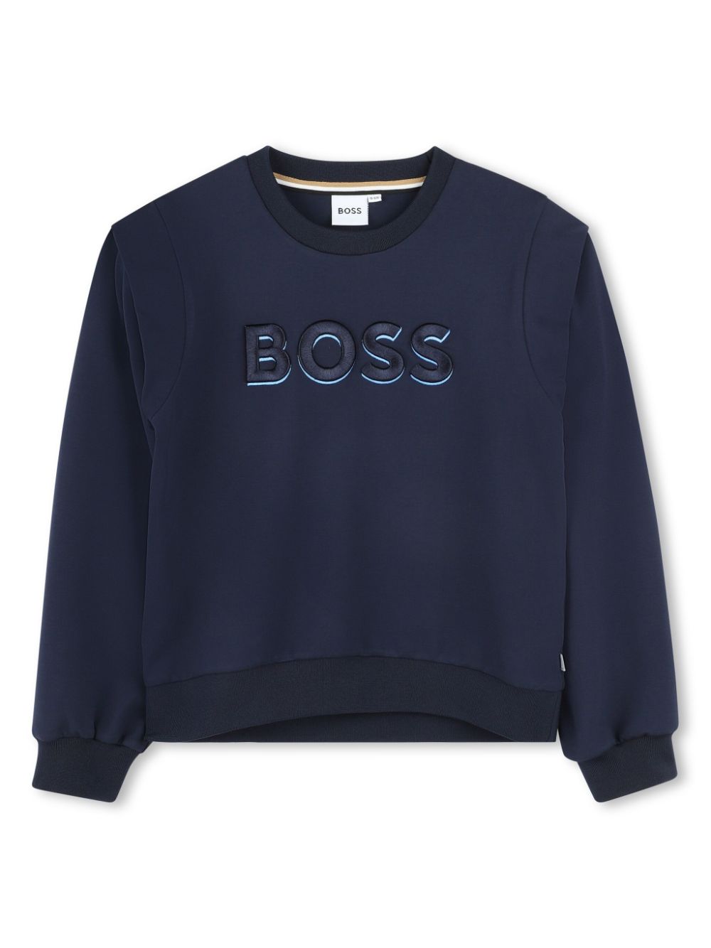 BOSS Kidswear Sweater met geborduurd logo Blauw