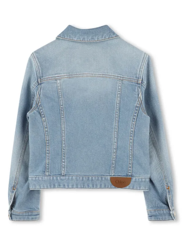 キッズアウター Chloe Blue Washed-Effect Denim Jacket 26769560_56433456_600.jpg