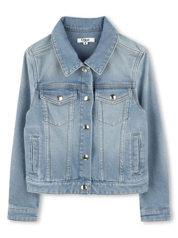 キッズアウター Chloe Blue washed-effect denim jacket Chloé Blue washed-effect denim jacket | TheDoubleF