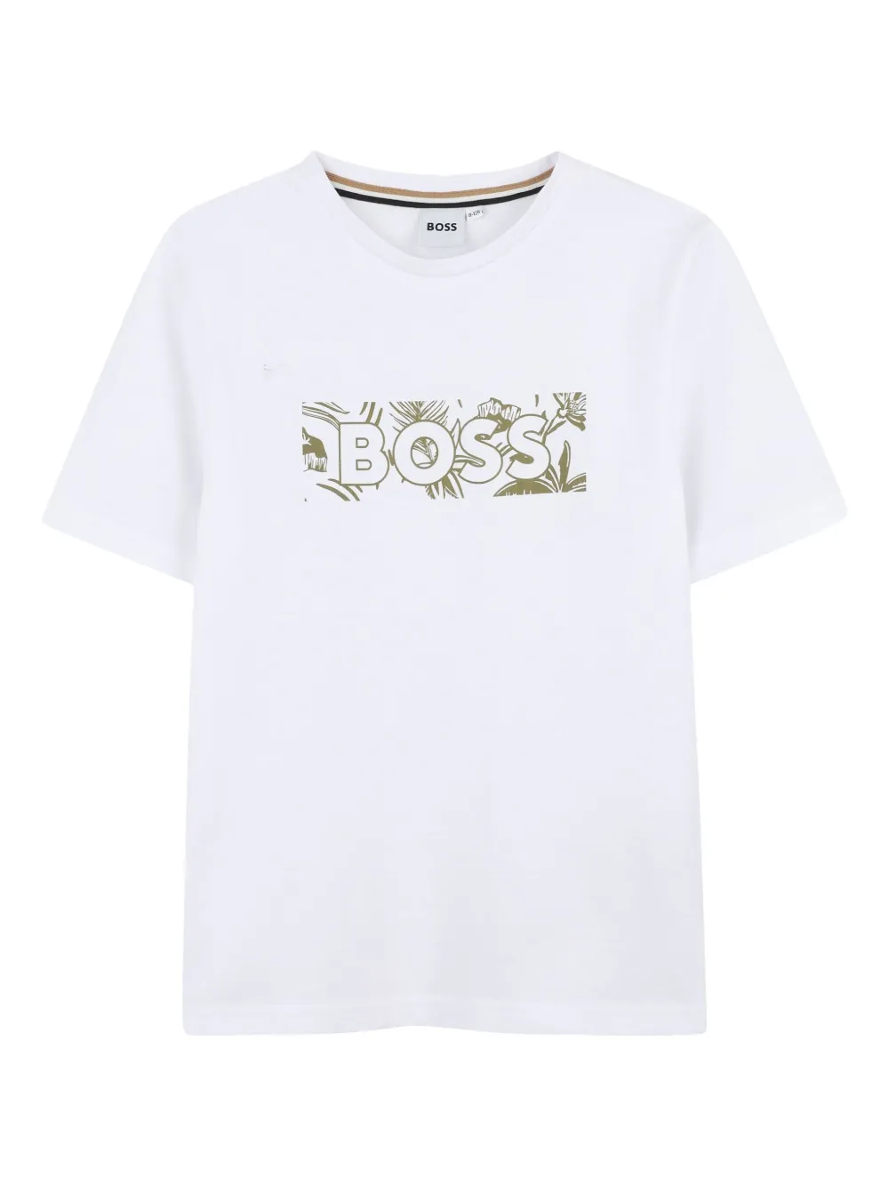 BOSS Kidswear Katoenen T-shirt met logoprint Wit