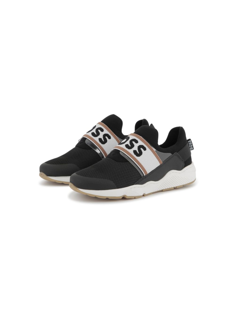 BOSS Kidswear Sneakers met logoband Zwart