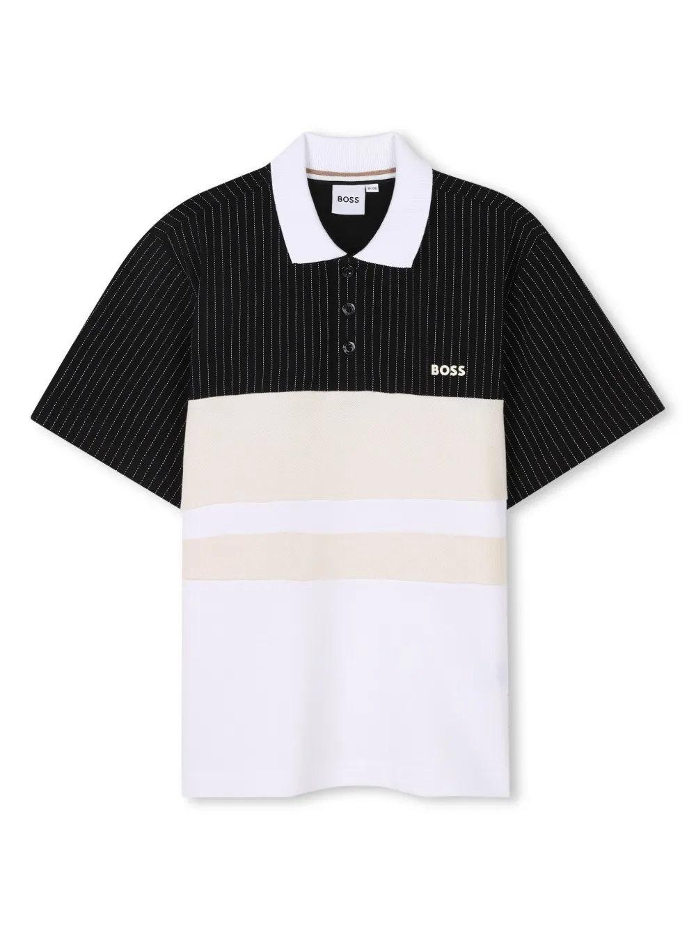 BOSS Kidswear Katoenen poloshirt met geborduurd logo Zwart