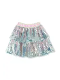 Billieblush sequinned tiered skirt - Silver