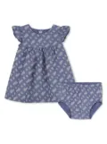 BOSS Kidswear monogram-pattern dress - Blue