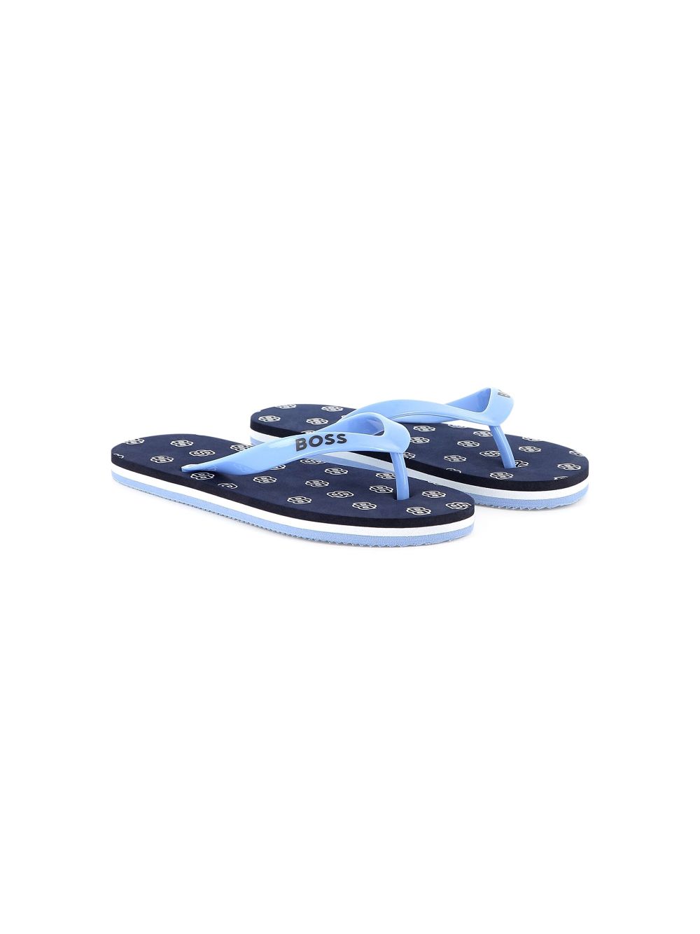 BOSS Kidswear logo-print flip flops - Blue