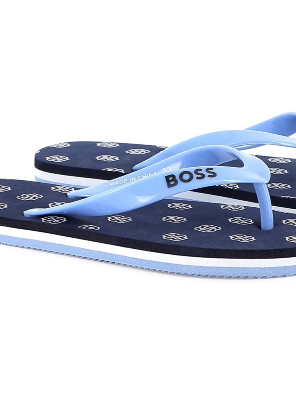 BOSS Kidswear Teenslippers met logoprint - Blauw