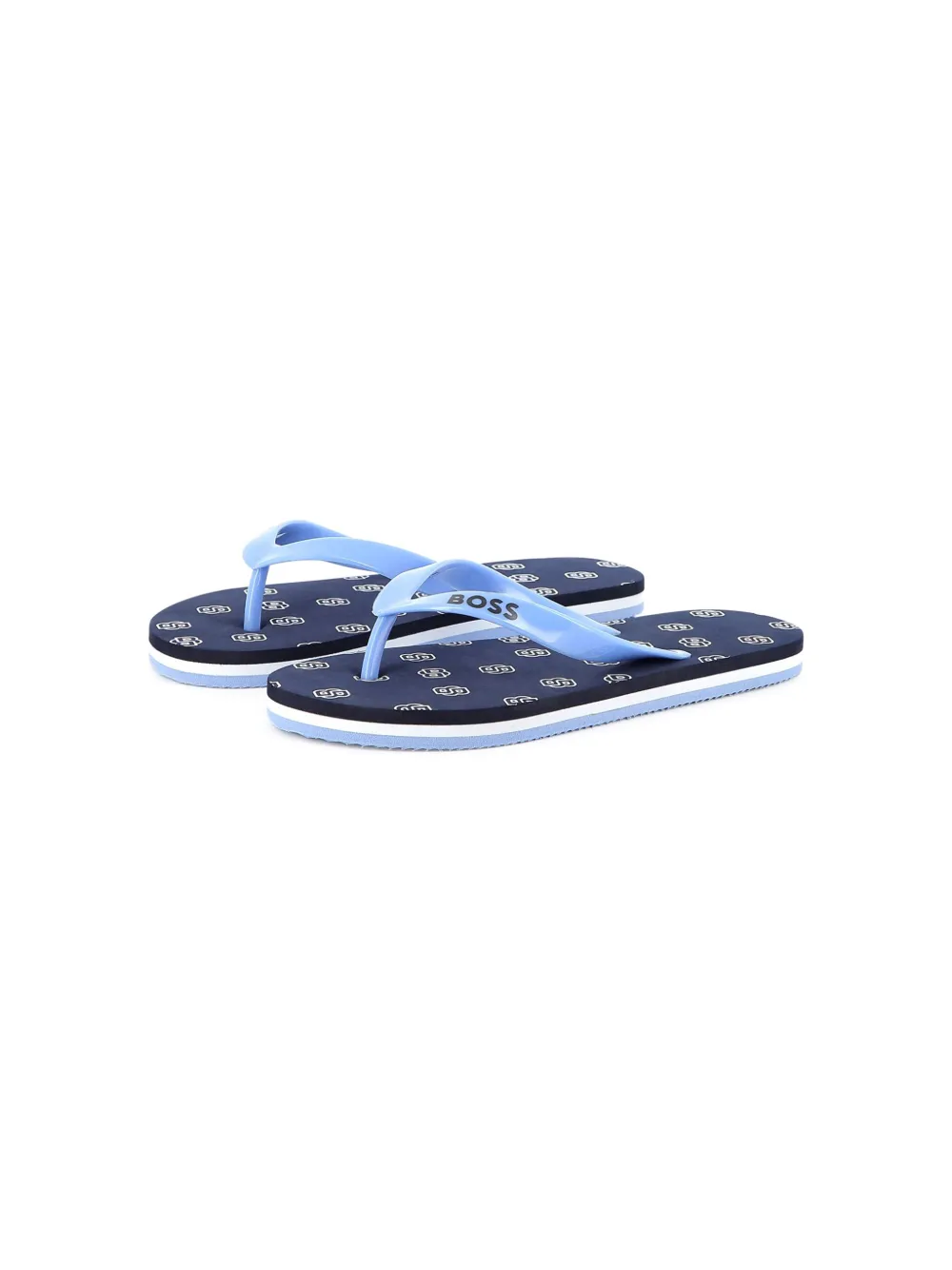 BOSS Kidswear logo-print flip flops Blue