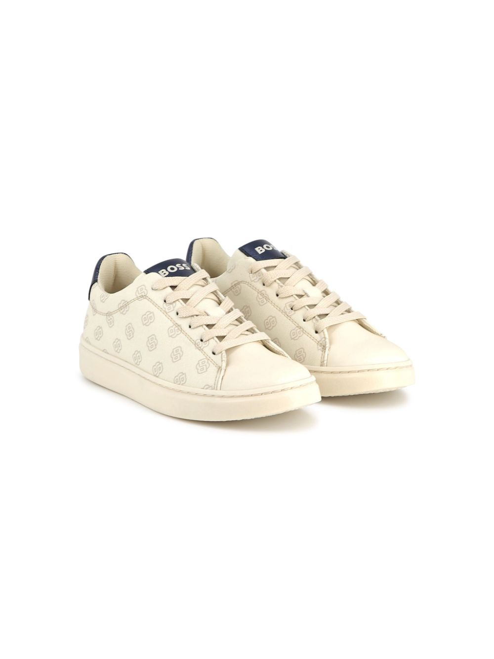 BOSS Kidswear monogram-print sneakers Neutrals