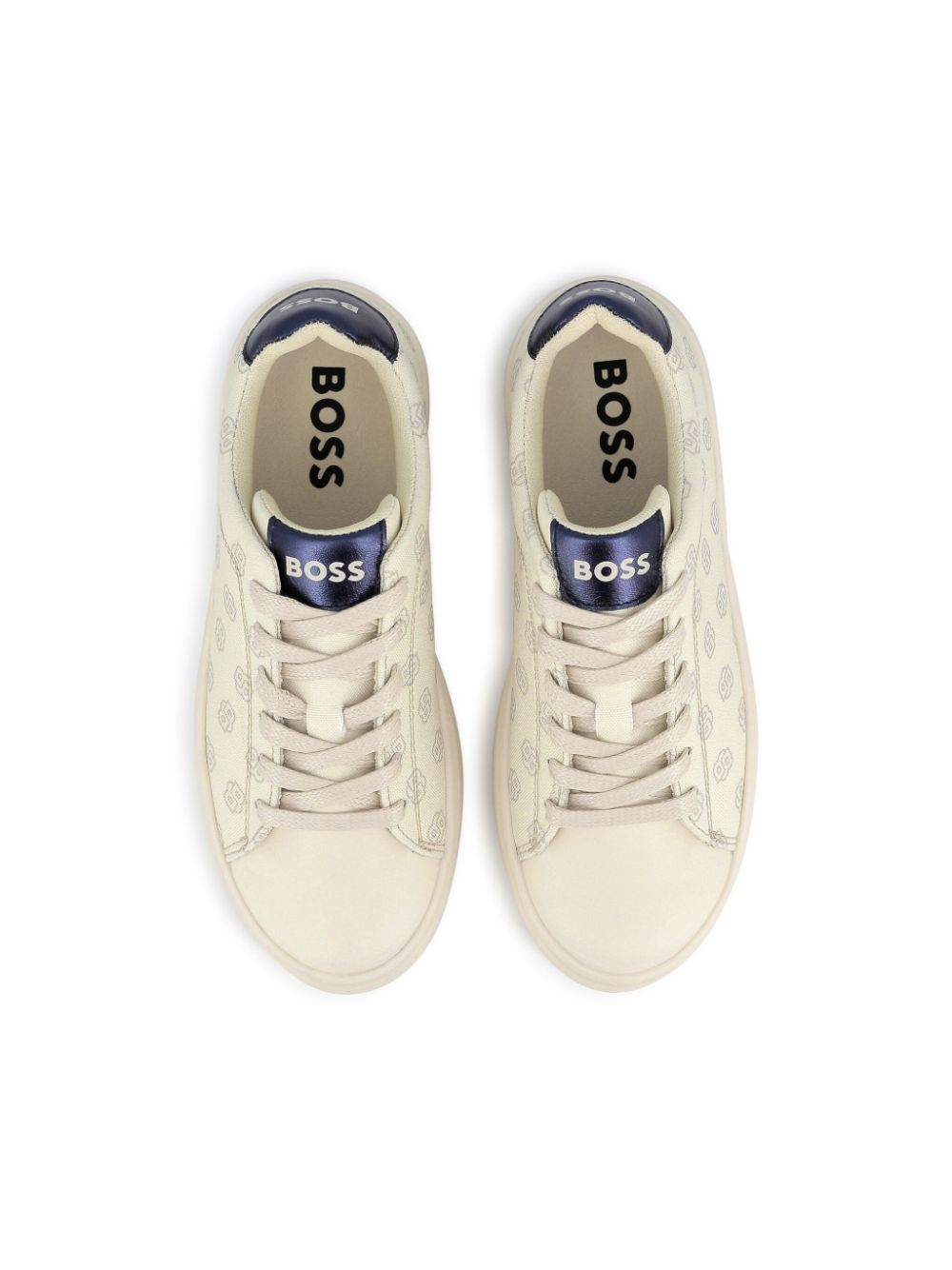 BOSS Kidswear Sneakers met monogramprint Beige