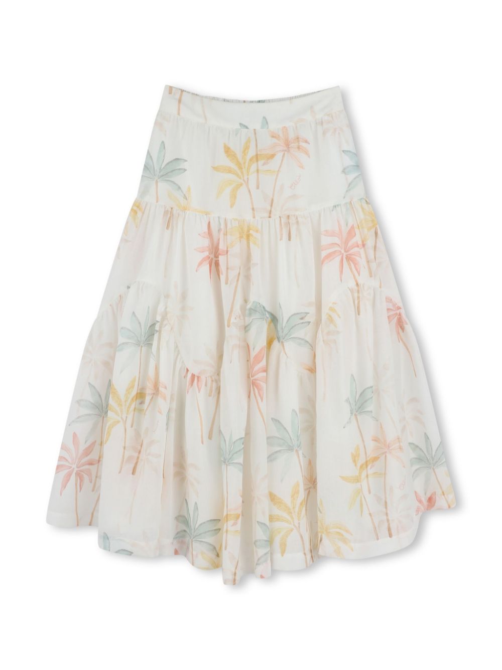 Chloé Kids floral-print midi skirt - White