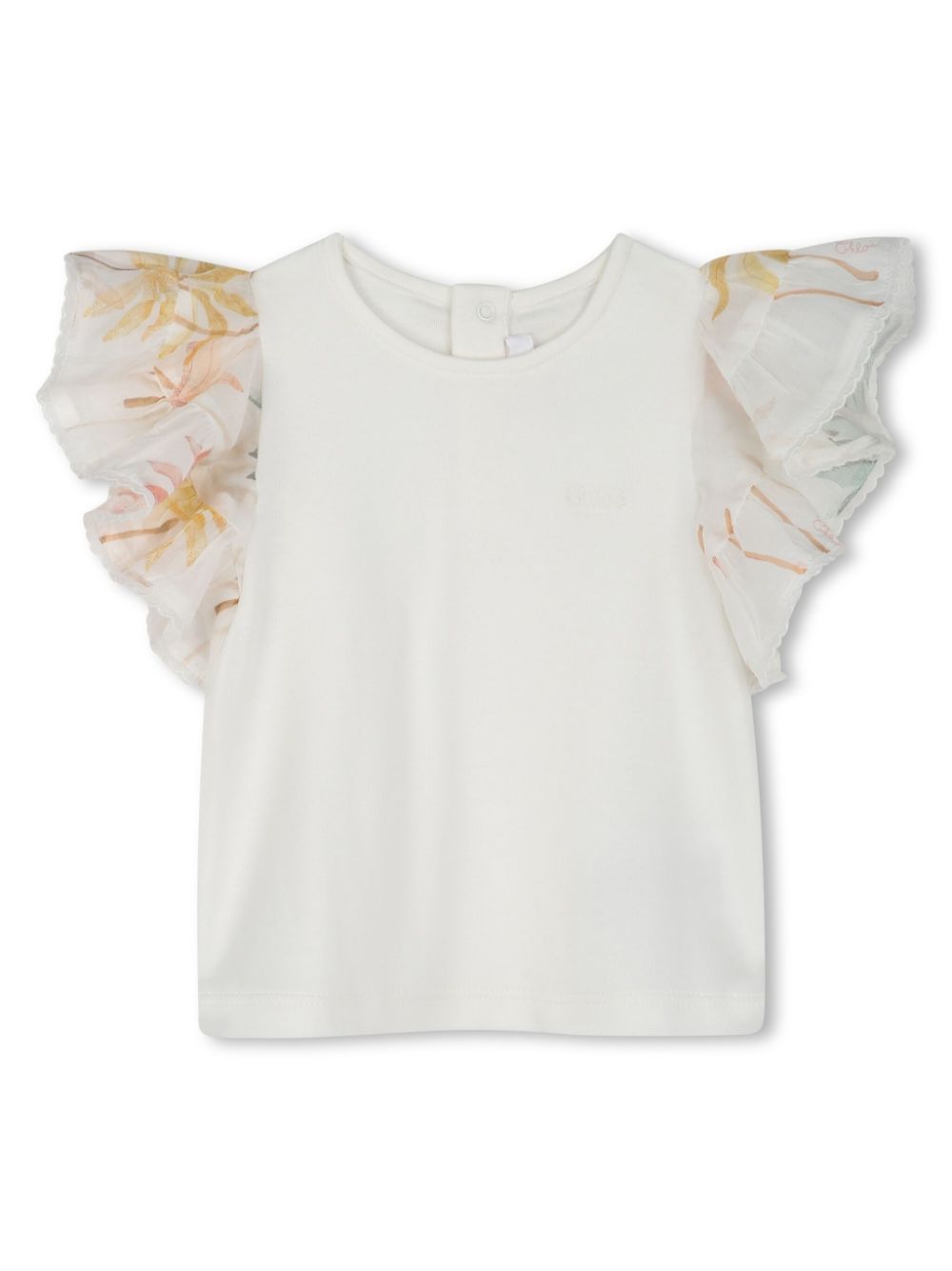 Chloé Kids ruffled cotton blouse - White