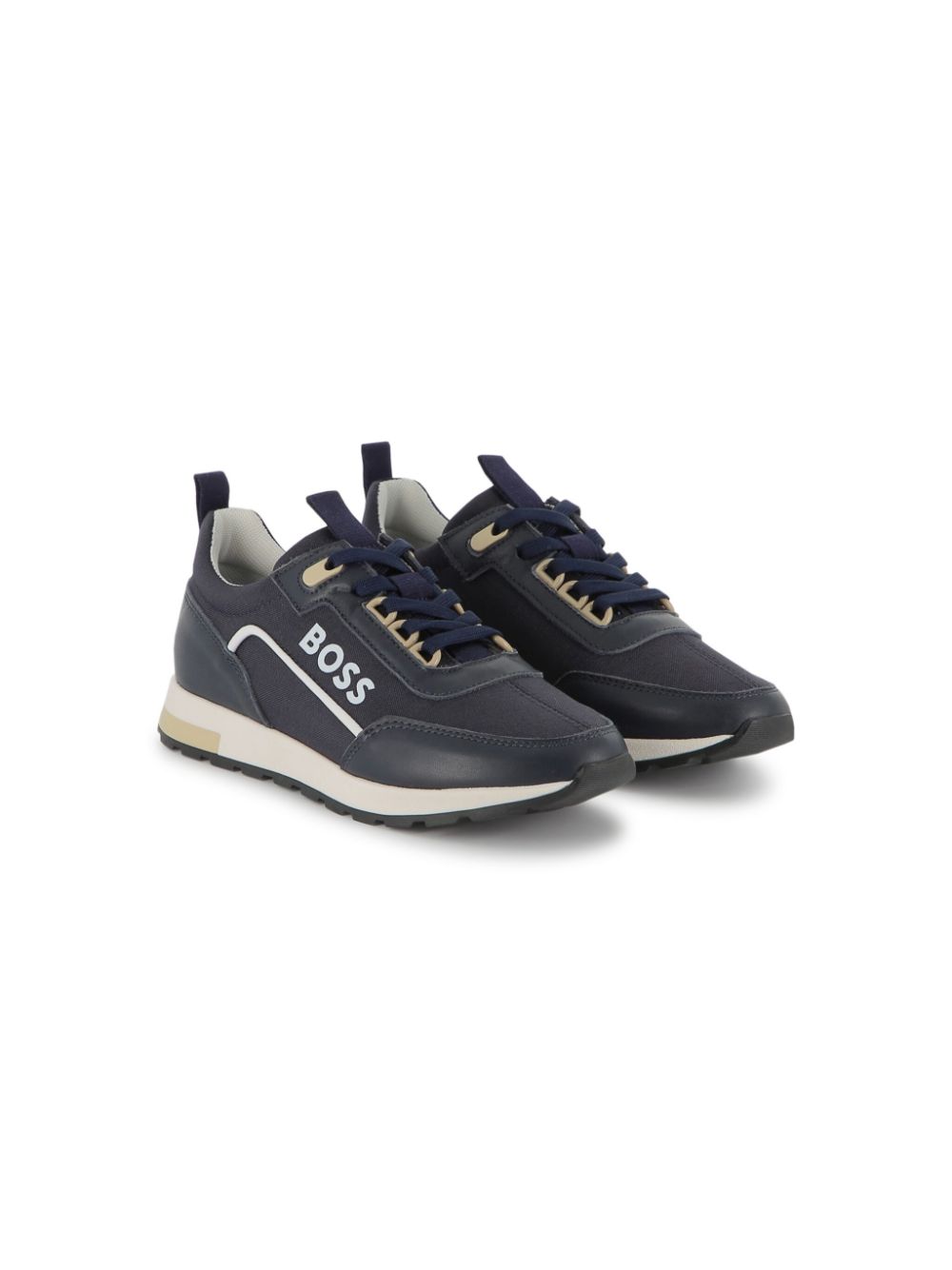 BOSS Kidswear Sneakers met logoprint Blauw