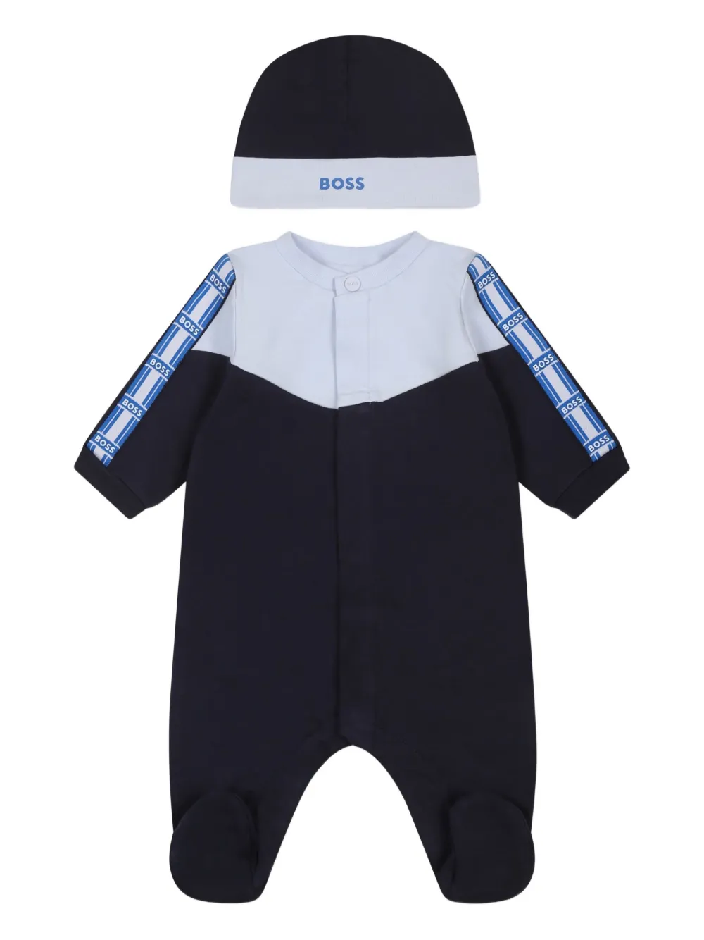BOSS Kidswear Pyjama en muts met colourblocking Blauw