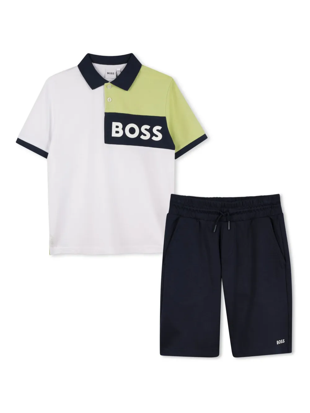 BOSS Kidswear Trainingspak met logoprint Wit