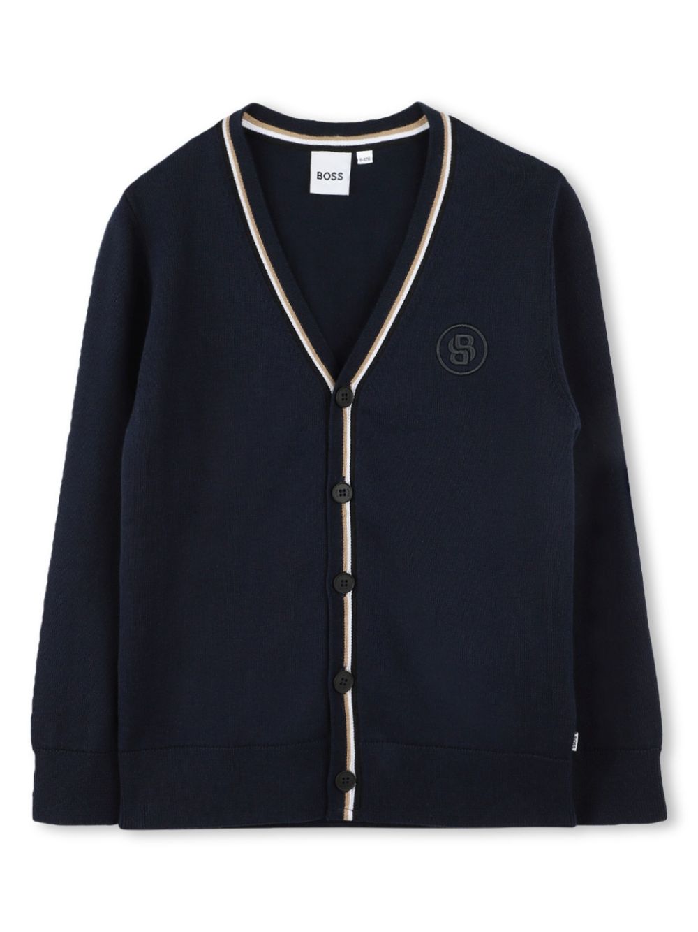 BOSS Kidswear logo-embroidered cotton cardigan - Blue