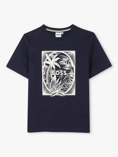 BOSS Kidswear playera con ilustración estampada