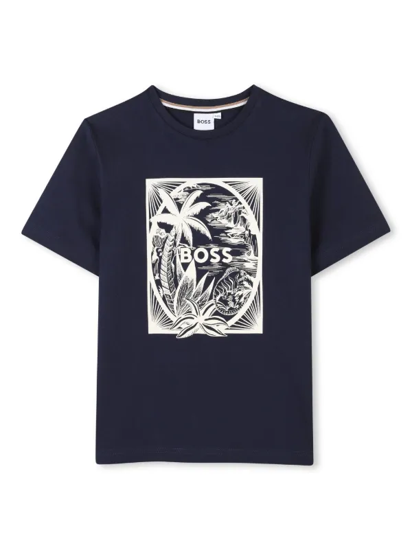 BOSS Kidswear T-shirt Met Logoprint Blauw FARFETCH NL